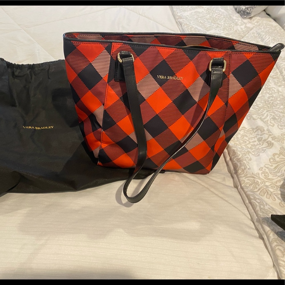 Ella Tote- Buffalo Check in Bunt Orange